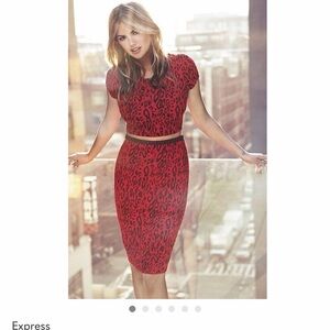 Red and Black Leopard Jacquard Set Express size 2, NWT